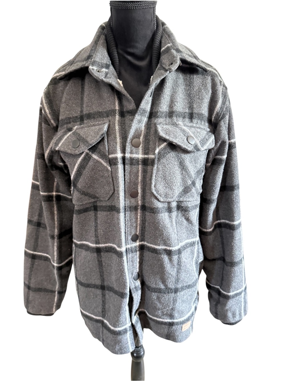 Jachs NY Cozy Men's Gray Plaid Jacket shirt Size Medium